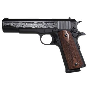 SDS Imports Tisas "Filigree Stainless Steel" 1911 A1 Service 45 Handgun .45 ACP 8rd Magazine 5" Barrel Black Cerakote