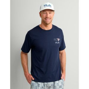 Huk Fish Flag Short Sleeve Shirt Naval Academy 2XL