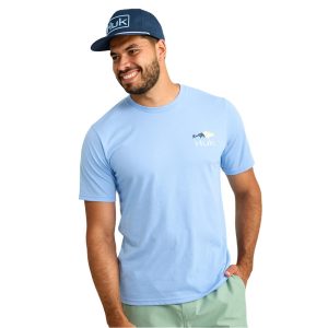 Huk Fish Flag Short Sleeve Shirt Marolina Blue L