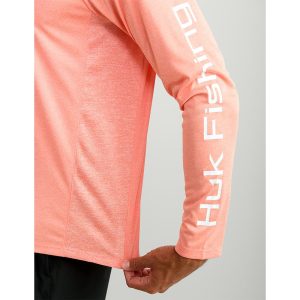 Huk Vented Pursuit Long Sleeve Shirt Fresh Salmon Heather 2XL