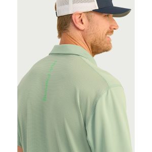 Huk Icon Polo Short Sleeve Shirt Fog Green L