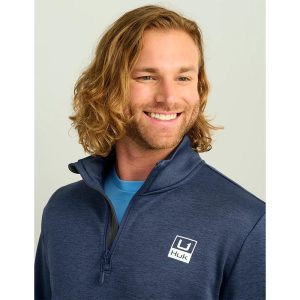 Huk Coldfront & Performance 1/4 Zip Long Sleeve Shirt Naval Academy Heather XL