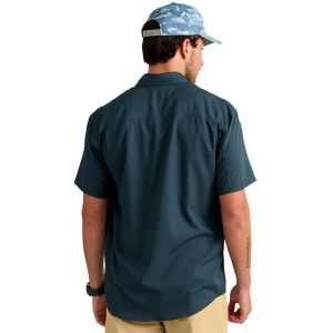 Huk Tide Point Short Sleeve Button Down Shirt Sea Storm M