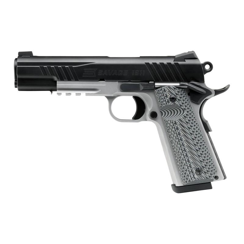 Savage 1911 Gov't Style Handgun .45 Auto 8rd Magazines (2) 5" Barrel Black and Stainless with Rail