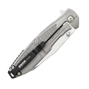 Bear & Son Frame Lock Folding Knife 3-1/4" Reverse Tanto Blade Grey