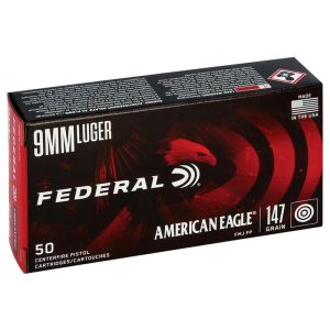 American Eagle Handgun Ammunition 9mm Luger 147 gr FMJ 1000 fps 50/ct