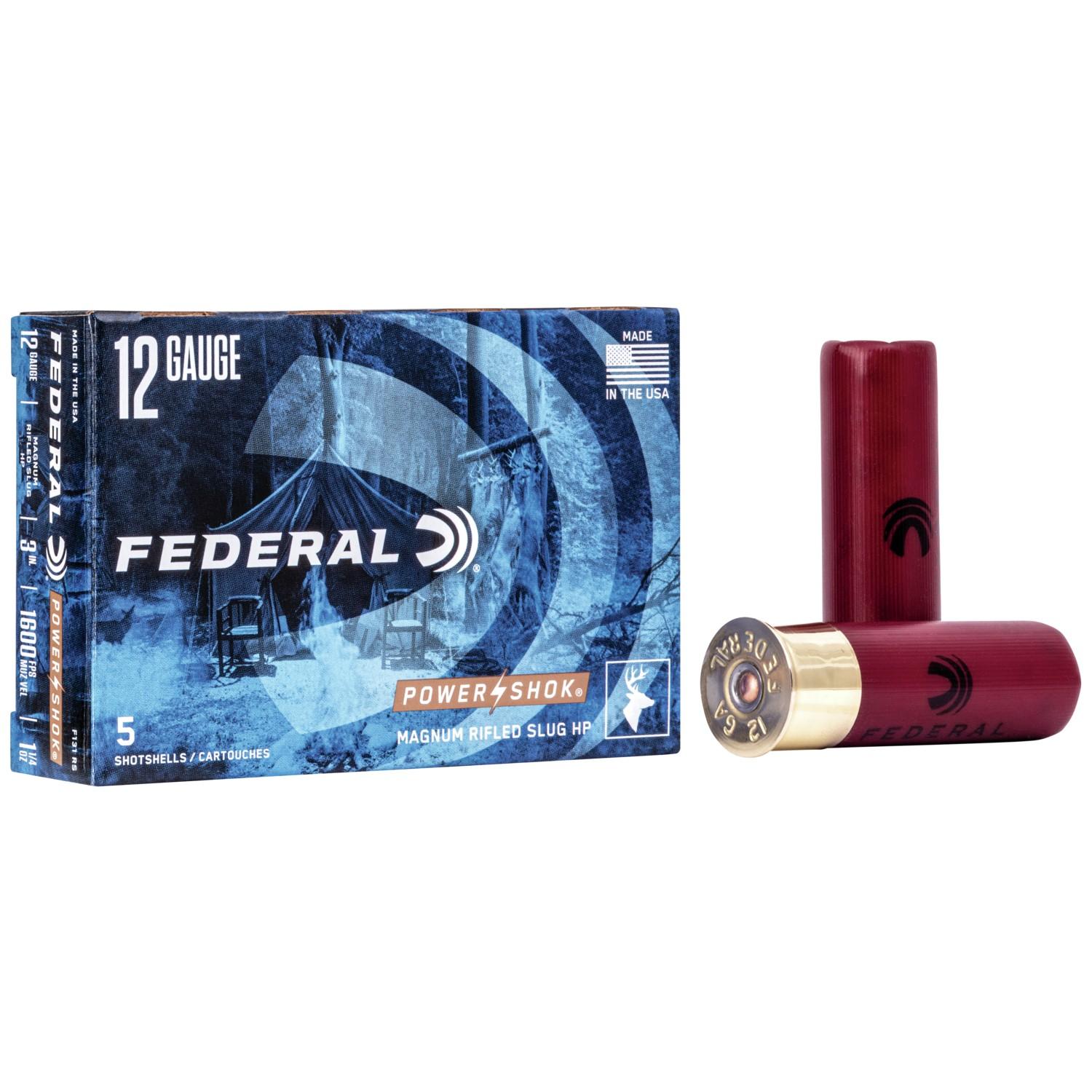 Federal Power-Shok Rifled Slug 12 ga 3" MAX 1 1/4 oz Slug 1600 fps - 5/box