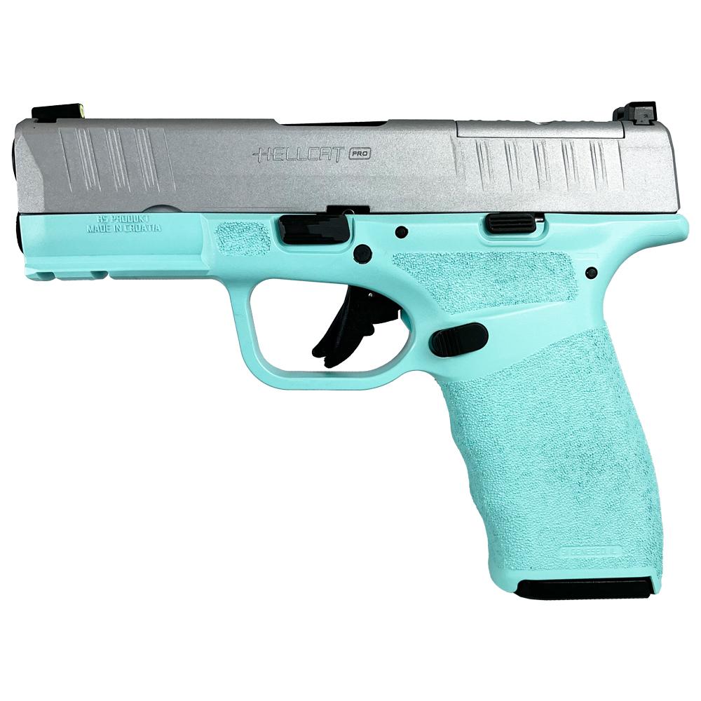 Springfield "Robins Egg Blue Frame/Silver Slide" Hellcat Pro Handgun 9mm Luger 15rd Magazines(2) 3.7" Barrel
