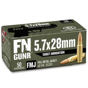 FN GUNR Target Handgun Ammunition 5.7x28mm 40 gr FMJ 2040 fps 50/ct