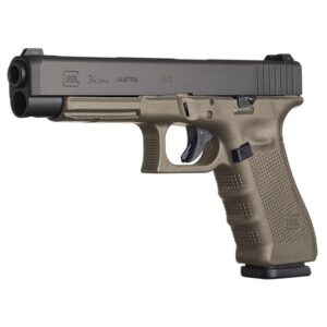 Glock 34 Gen 4 Competition Handgun 9mm Luger 17/rd Magazines (3) 5.3" Barrel OD Green Frame with Black Slide Austria