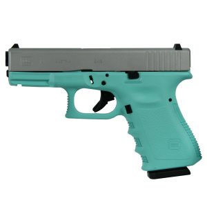 Glock 19 Gen 3 Custom "Robin's Egg Blue Grip with Crushed Silver Slide" Handgun 9mm Luger 15/rd Magazines 4.02" Barrel Austria