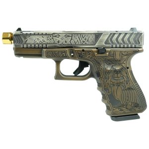 Glock 19 Gen 3 Custom "Viking Engraved Colonial Brown" Handgun 9mm Luger 15rd Magazines (2) 4.60" Zaffari Precision Threaded Barrel Austria