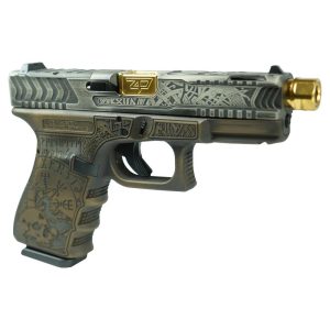 Glock 19 Gen 3 Custom "Viking in Colonial Brown" Handgun 9mm Luger 15rd Magazines (2) 4.6" Threaded Gold Barrel USA