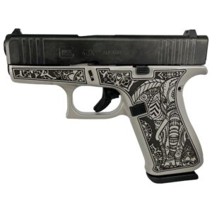Glock 43x Custom "Gray Steel Elephant Engraved" Subcompact Handgun 9mm Luger 10/rd Magazines (2) 3.41" Barrel Austria