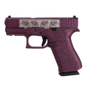 Glock 43x MOS Custom "Glock and Roses Full Engraved Black Cherry Frame" Subcompact Handgun 9mm Luger 10rd Magazines (2) 3.41" Barrel Austria