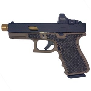 Glock 19 Gen 3 Custom "Threaded Gold Barrel Tarpon FDE Frame" Handgun 9mm Luger 15/rd Magazines (2) 4.6" Threaded Barrel with Burris Fast Fire II Red Dot Austria