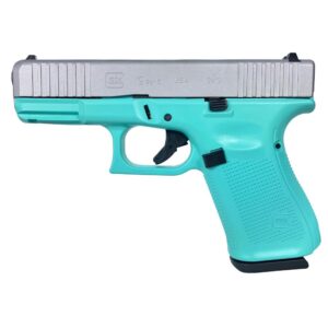 Glock 19 Gen 5 Custom "Robin's Egg Blue Grip/ Crushed Silver Slide" Compact Handgun 9mm Luger 15/rd Magazines (3) 4.02" Barrel USA
