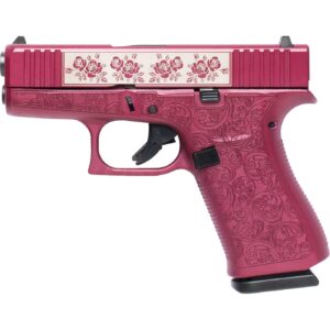 Glock 43X "Full Engraved Paisley" Black Cherry Handgun 9mm Luger 10rd Magazines(2) 3.4" Barrel Accessory Rail USA Made