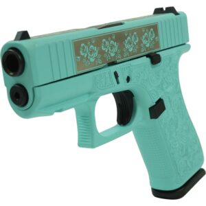 Glock 43X "Glock & Roses" Robin's Egg Blue Handgun 9mm Luger 10rd Magazines(2) 3.4" Barrel Accessory Rail USA Made
