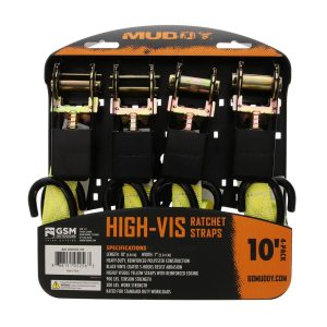 Muddy Ratchet Straps 1" x 10 ft High-Vis Yellow 4/ct
