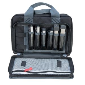 GPS Quad Handgun Range Bag with Mag Storage and Dump Cups Rifle Green and Khaki