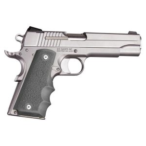 Hogue 1911 Gov't Rubber Handgun Grips with Finger Grooves Slate Grey