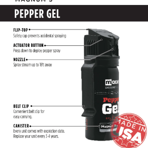 Mace Magnum 3 Pepper Gel Distance Spray 18' Range - Black
