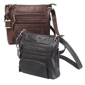 Bulldog Large Cross Body Style Purse w/Holster - Chocolate Brown