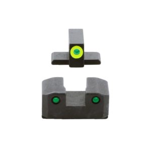Ameriglo Trooper Tritium Handgun Sight Set for Sig with #8 Front and #8 Rear Green Rear Green with LumiGreen Front