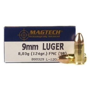 MagTech Handgun Ammunition 9mm Luger 124 gr FMJ 1109 fps 1000/ct Case (20-50/ct Boxes)