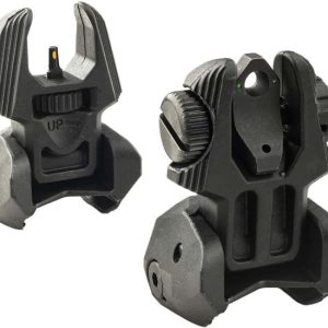 Meprolight Mepro FRBS - Self Illuminated Flip Polymer Black Back-up Rifle Sights 2 Dot Rear/Green Hyper Bright Front