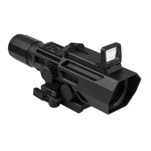 NcStar VSM ADO Dual Optic 3-9x42mm P4 Sniper Rifle Scope with Integrated Fold-Down Red Dot Optic - Black