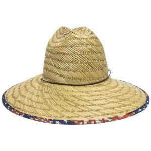 Outdoor Cap Natural Straw Stars & Stripes Brim One Size Fits Most