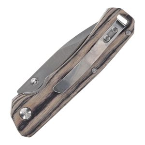 Uncle Henry Folding Knife 3" Drop Point Blade Brown Pakka Wood