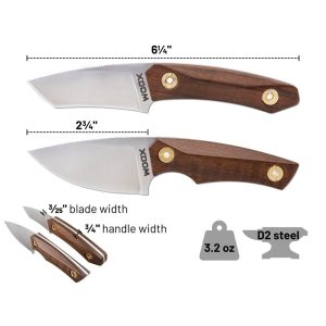 Woox Bad Boy Fixed Knive 2-3/4" Reverse Tanto Blade Walnut with Sheath