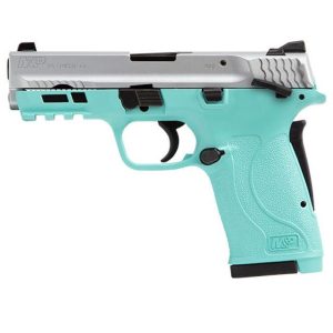 S&W M&P 380 Shield EZ Handgun .380 ACP 7&8rd Magazines 3.7" Barrel Thumb Safety Satin Slide/Robins Egg Blue Frame USED