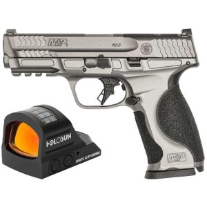 Smith & Wesson M&P9 M2.0 Handgun 9mm Luger 17rd Magazines (2) 4.25" Barrel Silver Metal with Black Grips and Holosun HS407C X2 Red Dot