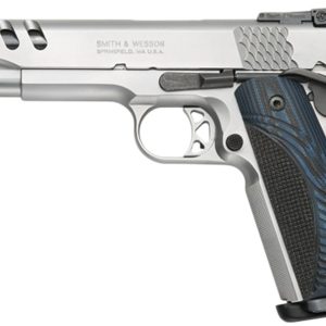 S&W PC Model 1911 Handgun .45 ACP 9rd Magazine 5" Stainless Barrel Blue Grip - USED