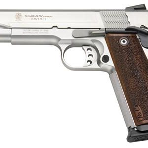 S&W PC SW1911 Pro Series Brown Grip Handgun 9mm Luger 10rd Magazine 5" Barrel Stainless-DEMO