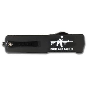 Templar Knife Large Come And Take It AR OTF Knife 3-1/2" Serrated Dagger Black