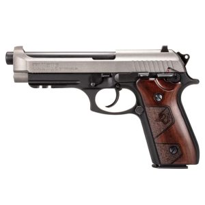 Taurus PT92 Handgun 9mm Luger 17rd Magazines (2) 5" Barrel Black Silver with Wood Grips