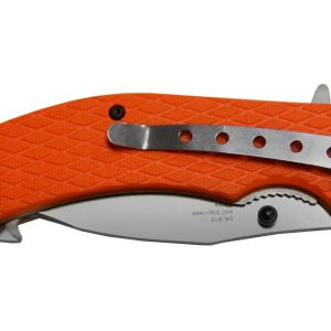 Sarge Knives Adrenaline Spring Assist Folding Knife 3-1/2" Gut Hook Blade Orange