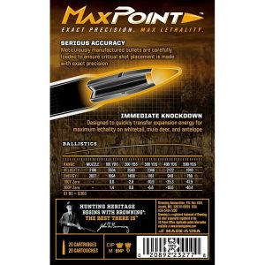 Browning Max Point Rifle Ammunition 243 Win 95gr PT 3100 fps 20/ct