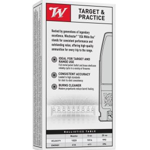 Winchester USA Handgun Ammunition .40 S&W 180 gr. FMJ 1020 fps 50/ct