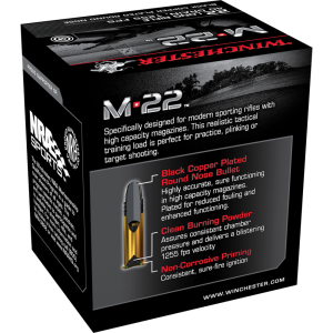 Winchester M-22 Rimfire Rifle Ammunition .22 LR 40 gr. RN 1000/ct