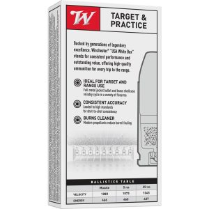 Winchester Target Handgun Ammunition 10mm Auto 180 gr. FMJ 1080 fps 50/ct