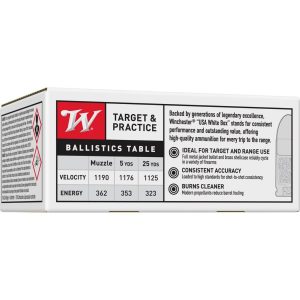 Winchester Target Handgun Ammunition 9mm Luger 115 gr. FMJ 1190 fps 100/ct