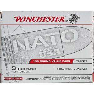 Winchester NATO Handgun Ammunition 9mm Luger 124 gr. FMJ 1140 fps 150/ct
