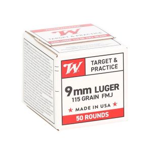 Winchester USA Target & Practice Handgun Ammunition 9mm Luger 115gr FMJ 1190 fps 1000/ct Case (20-50/ct Boxes)