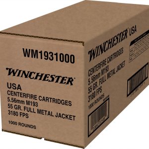 Winchester USA Lake City M193 Rifle Ammunition 5.56mm 55 gr. FMJ 3180 fps 1000/ct (Bulk)